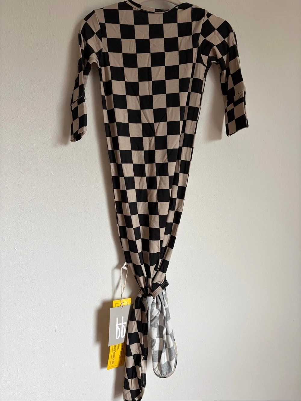 Forever French Black and Cream Checker baby knit onesie